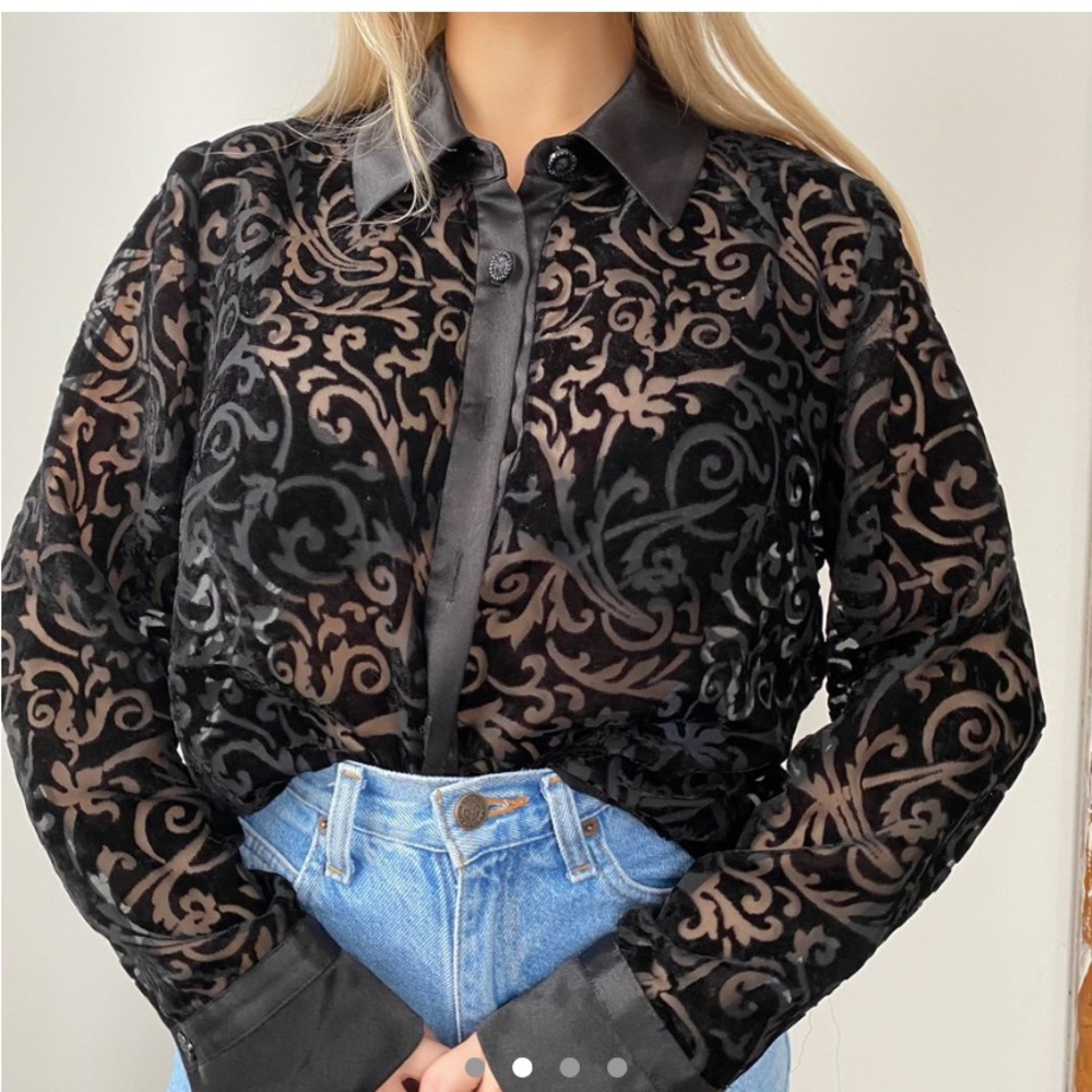 Vintage satin and lace blouse
